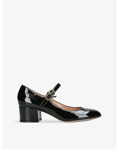 Gianvito Rossi Mary Ribbon 45 Patent-leather Heeled Courts - Black