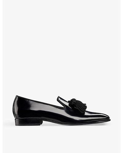 Jimmy Choo Foxley Tassel Patent-leather Loafers - Black
