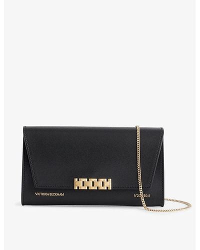 Victoria Beckham Chain-embellished Leather Wallet On Chain - Black