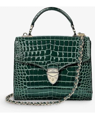 Aspinal of London Mayfair Medium Croc-embossed Leather Top-handle Bag - Green