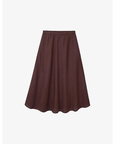 The White Company Relaxed-fit High-rise Linen Midi Skirt - Brown