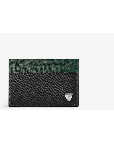 Aspinal of London Slim Brand-plaque Leather Card Holder - Green