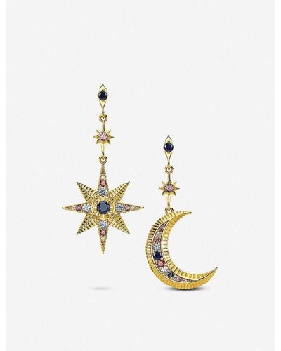 Thomas Sabo Kingdom Of Dreams Royalty Star & Moon 18ct -gold Plated Sterling Silver Earrings - Metallic