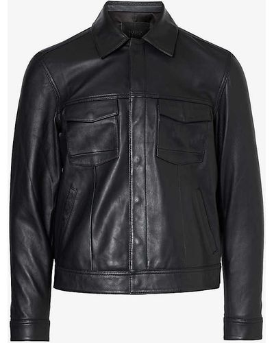 PAIGE Pedro Slip-pocket Regular-fit Leather Jacket - Black