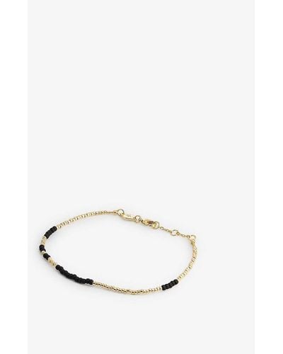 Anni Lu Asym 18ct Yellow Gold-plated Brass And Glass Bead Bracelet - Black