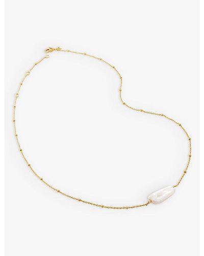 Monica Vinader Biwa-pearl 18ct Yellow -plated Vermeil Recycled Sterling-silver Pendant Necklace - Natural