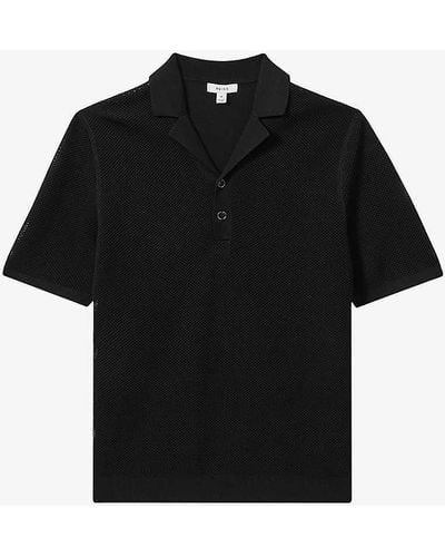Reiss Charlie Regular-fit Short-sleeve Knitted Polo - Black