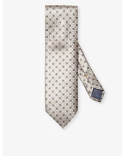 Eton Patterned Silk Tie - White