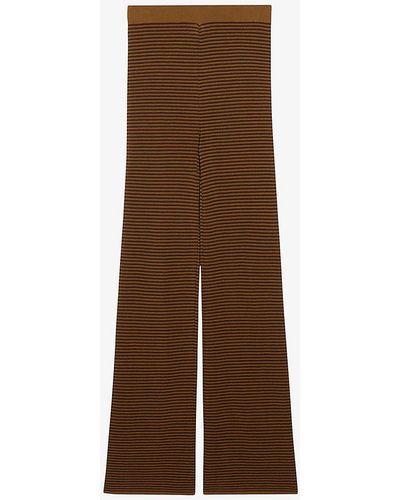 Claudie Pierlot Stripe-weave Straight-leg Knitted Trousers - Brown