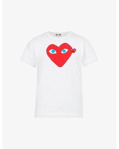 COMME DES GARÇONS PLAY Heart-print Cotton-jersey T-shirt - White