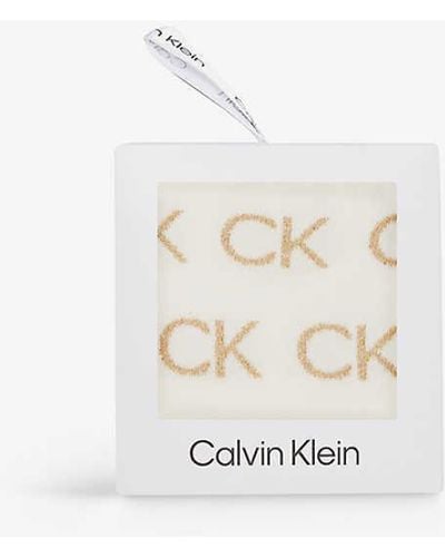 Calvin Klein Branded Crew-length Cotton-blend Socks Gift Box - White