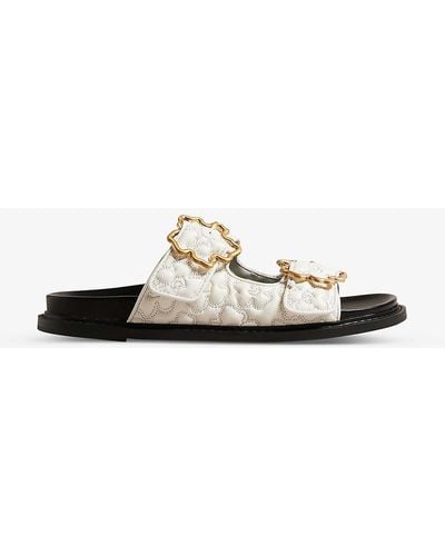 Ted Baker Rinnely Floral-quilted Buckled Leather Sandals - White