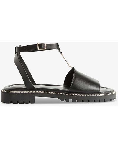 Claudie Pierlot Jewel-embellished Treaded-sole Leather Sandals - Black