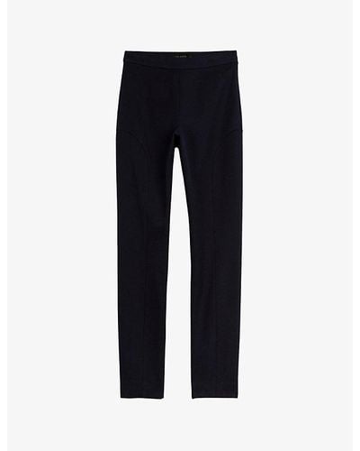 Ted Baker Cayla Seam-detail Slim-fit Cotton Trousers - Blue