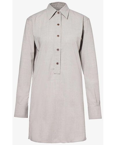 Maria McManus Button-front Wool Mini Dres - Grey