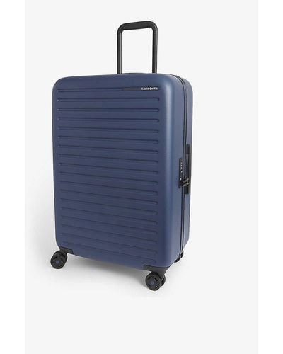 Samsonite Sam Stackd Spinner Hard Case 4 Wheel Shell Cabin Suitcase - Blue