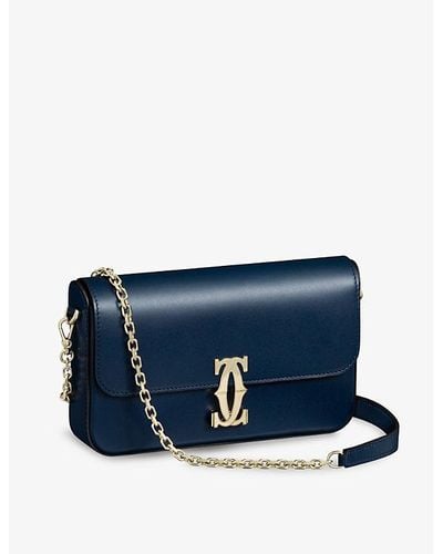 Cartier C De Mini Leather Shoulder Bag - Blue