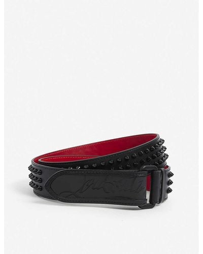 Christian Louboutin Loubi Stud-embellished Leather Belt - Red