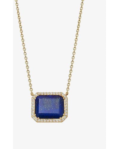 Astley Clarke Ottima 18ct Yellow Gold-plated Vermeil Sterling Silver, Lapis Lazuli And White Sapphire Pendant Necklace - Blue