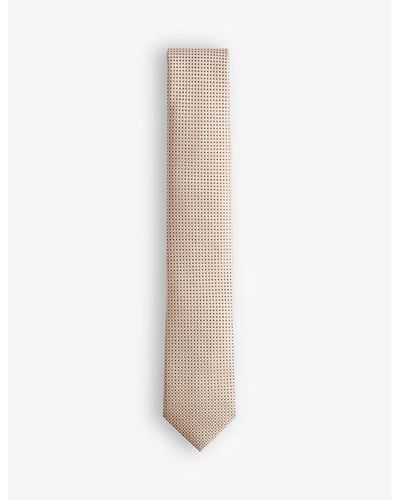 Ted Baker Leopole Geometric-pattern Silk Tie - White