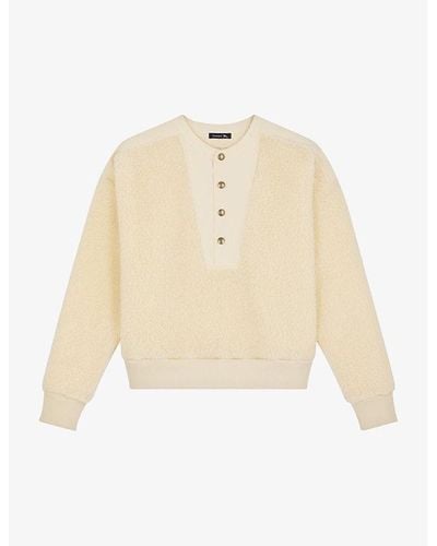 Soeur London Ribbed-trim Woven-blend Sweater - Natural