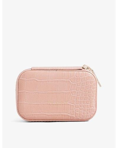 Ted Baker Ivee Croc-embossed Faux-leather Mini Jewellery Case - Pink