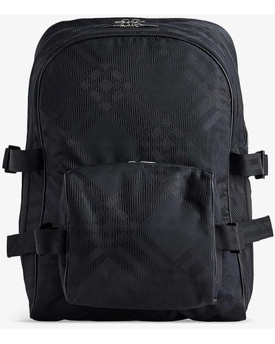 Burberry Jacquard Check-print Woven-blend Backpack - Black
