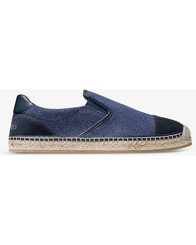 Jimmy Choo Ivan Slip-on Canvas And Suede Espadrilles - Blue