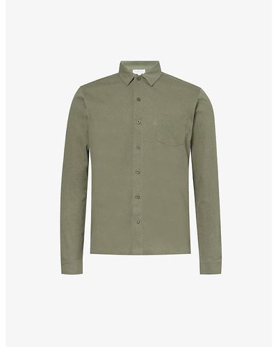 Sunspel Riviera Regular-fit Long-sleeve Cotton-knit Shirt - Green
