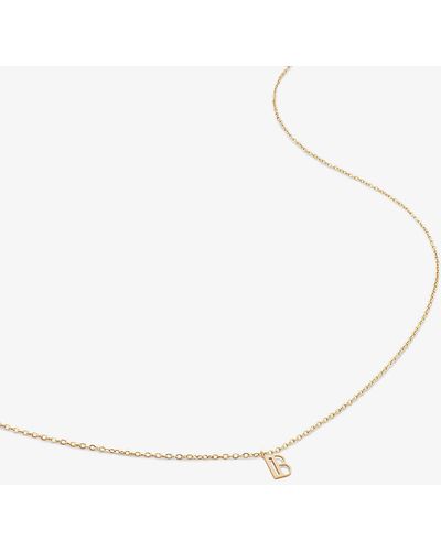 Monica Vinader Small Letter B 14ct Yellow-gold Pendant Necklace - White