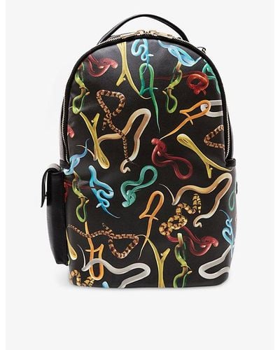 Seletti Wears Toiletpaper Snakes Graphic-print Faux-leather Backpack - Multicolor
