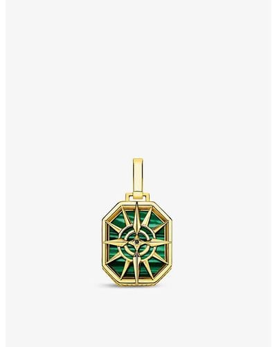 Thomas Sabo Rebel At Heart Compass Star 18ct Yellow Gold-plated Sterling Silver, Zirconia And Malachite Pendant - Green