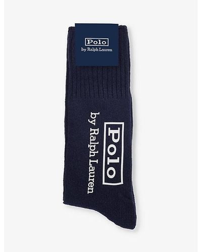 Polo Ralph Lauren Cruise Vy Logo-print Crew-length Cotton-blend Socks - Blue