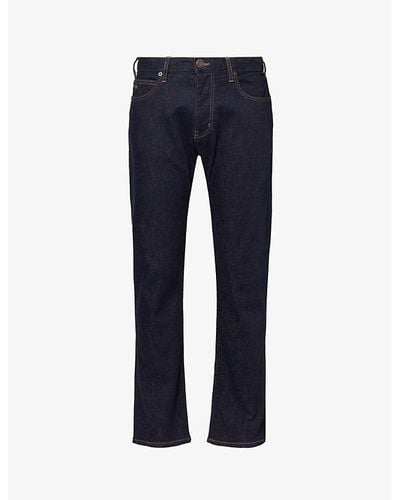 Emporio Armani Belt-loop Five-pocket Regular-fit Straight-leg Stretch-denim Jeans - Blue