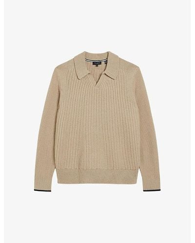 Ted Baker Ademy Ribbed Knitted Sweater - Natural