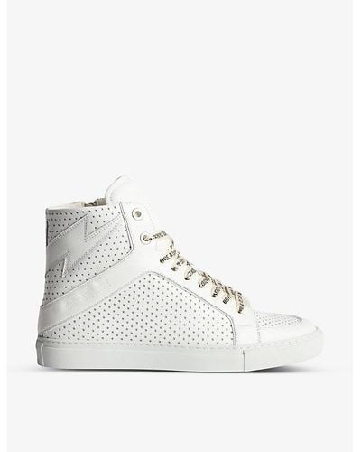 Zadig & Voltaire Zv1747 High Flash High-top Leather Sneakers - Natural