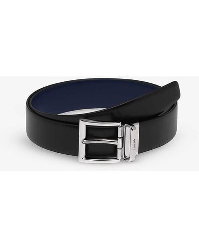 Prada Logo-engraved Reversible Leather Belt - Blue