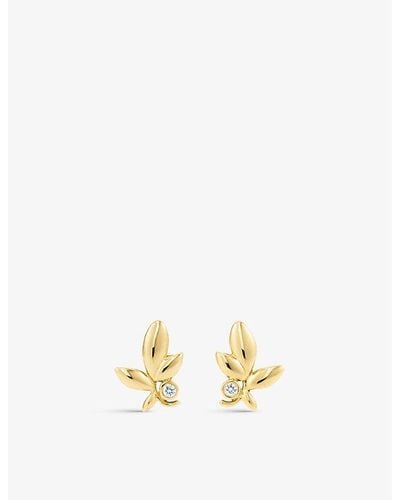 Tiffany & Co. Olive Leaf Diamond And 18ct Yellow-gold Earrings - Metallic