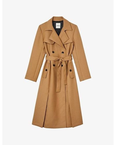 Sandro Double-breasted Woven Trench Coat - Natural