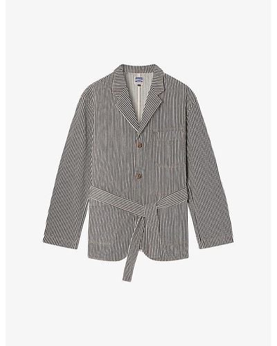 Soeur Alphonse Stripe Cotton Jacket - Grey