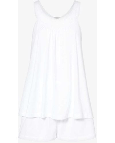 Hanro Clara Logo-embroidered Cotton Pyjama Set - White