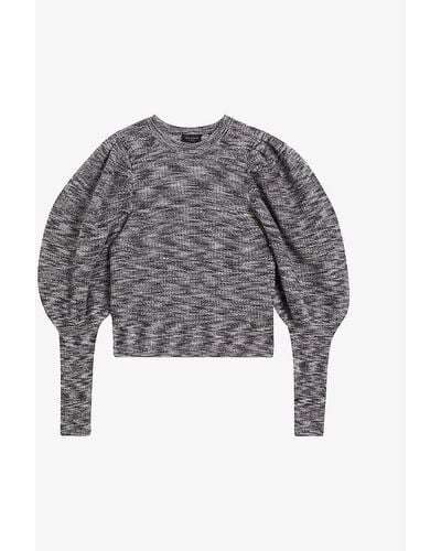 Ted Baker Valma Puffed-sleeve Knitted Jumper - Grey