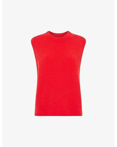 Whistles Textu Ribbed Stretch-wool Vest - Red