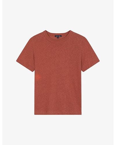 Soeur Cyril Round-neck Cotton And Linen-blend T-shirt - Red