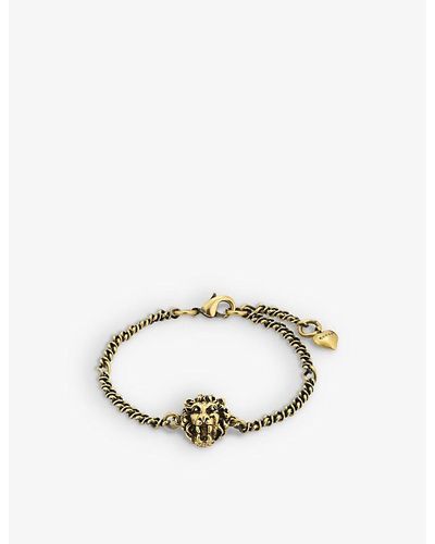 Gucci Lion Head Gold-toned Bracelet - Metallic
