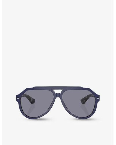 Dolce & Gabbana Dg4452 Aviator Acetate Sunglasses - Blue