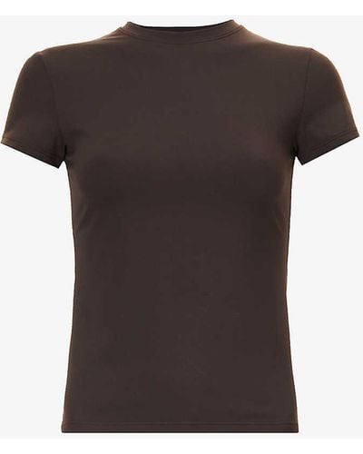 ADANOLA Ultimate Slim-fit Stretch-woven T-shirt - Black