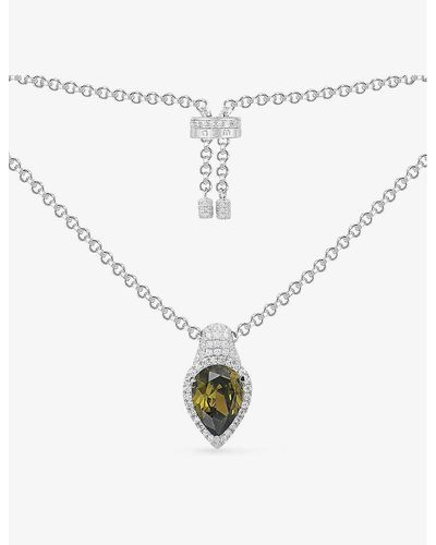 Apm Monaco Pear-drop Sterling- And Cubic-zirconia Pendant Necklace - White