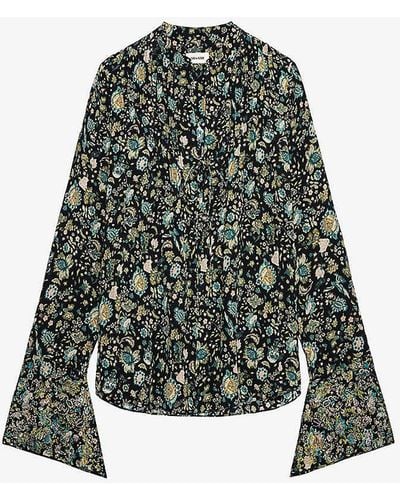 Zadig & Voltaire Taika Diamante-embellished Silk Blouse - Green