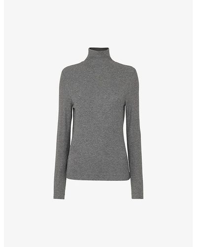 Whistles Essential Ribbed Knitted Top - Gray